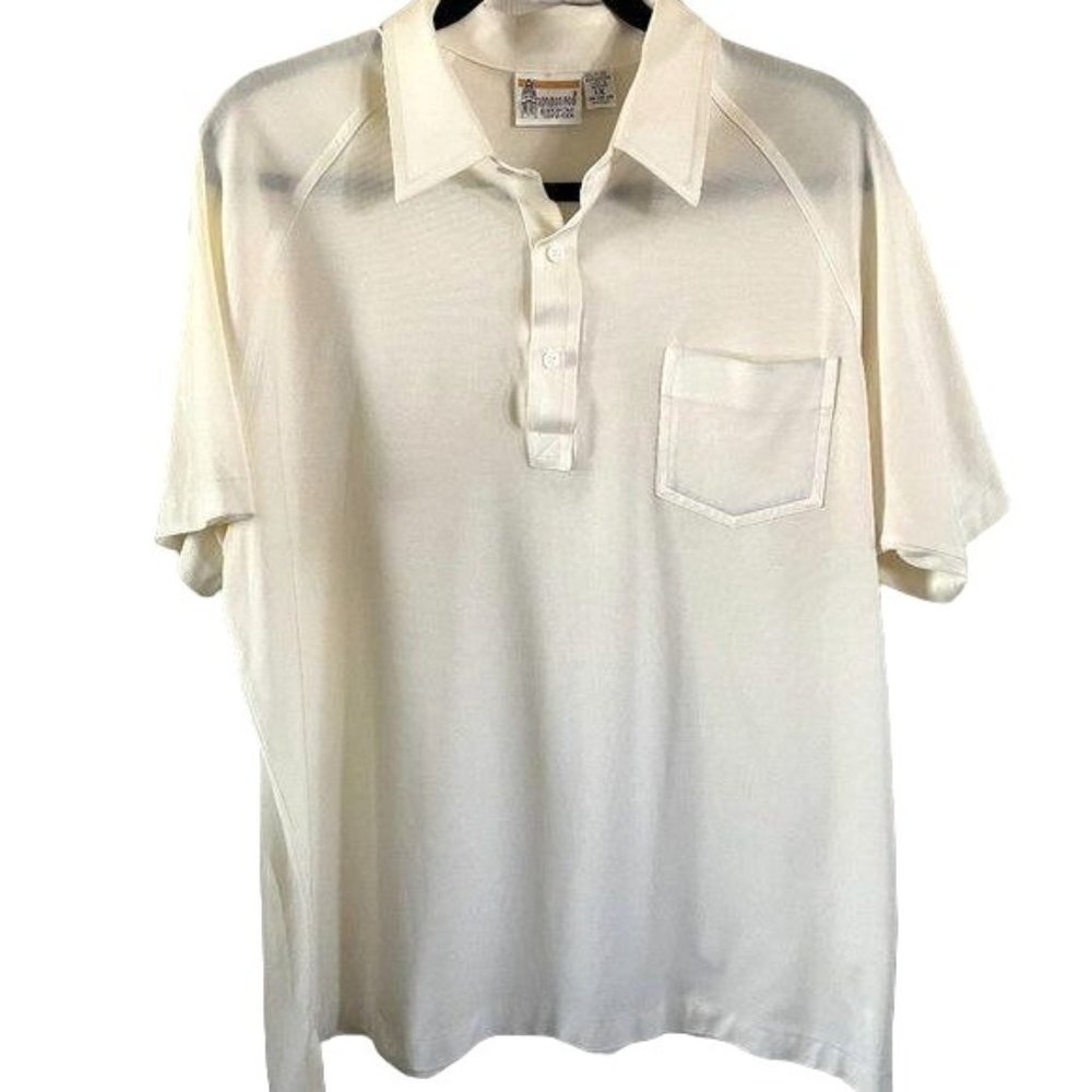 Vintage Men London Fog Cream Short Sleeve Shirt 1X